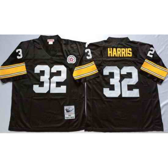 Men Pittsburgh Steelers 32 Franco Harris Black M&N Throwback Jersey